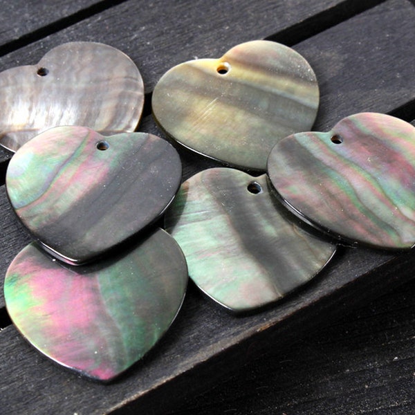 8pcs Black Mother of Pearl Shell Love Heart Charms Pendants, Mother Of Pearl Beads, Carved Beads Charms Pendants, Shell Jewelry DIY,  B282