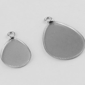 50pcs Teardrop Shape 316L Stainless Steel Jagged Frame Teardrop Bezel Settings Pendant Base,Wholesale Bezel Pendant Blanks,Pendant Trays,U22