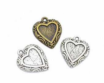 70pcs 20x17mm Antique Silver/Antique Bronze Love Heart Pendant Charms,Love Necklace, Cute Jewelry ,DIY Supplies,Jewelry Making Findings, A51