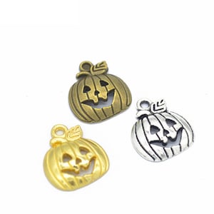 70pcs 18x16mm 4 Colors Available, Halloween Pumpkin Head Pendant Charms, Pumpkin Necklace,Lovely DIY Supplies, Jewelry Making Findings,K08 image 1