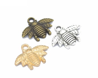 60pcs 20x16mm Antique Silver/Antique Bronze/Gold/ Silver/KC Gold Bee Pendant Charms,Bee Necklace,Cute DIY Supplies,Jewelry Making Findings