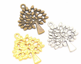 40pcs 30x24mm Antique Silver/Antique Bronze/Gold Tree Pendant Charms,Lovely Jewelry,Tree  Necklace,DIY Supplies,Jewelry Making Findings,Q204