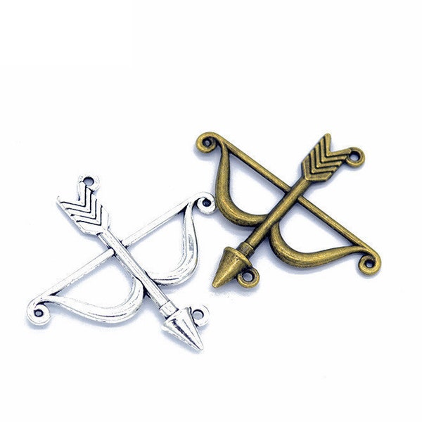 20pcs 47x46mm Antique Bronze/Antique Silver Bow and Arrow Pendant,Weapon Charm,Lovely Jewelry, DIY Supplies,Jewelry Making Findings,M19