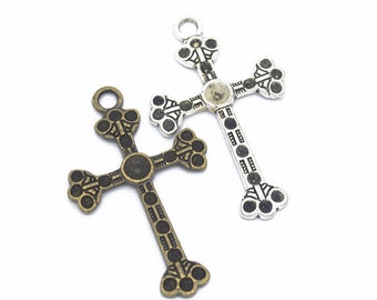 Croix de 20pcs 51x31mm Antique argent/Antique en Bronze Croix pendentif Charm, charme de la Religion, collier, fournitures de bricolage, fabrication de bijoux conclusions T57