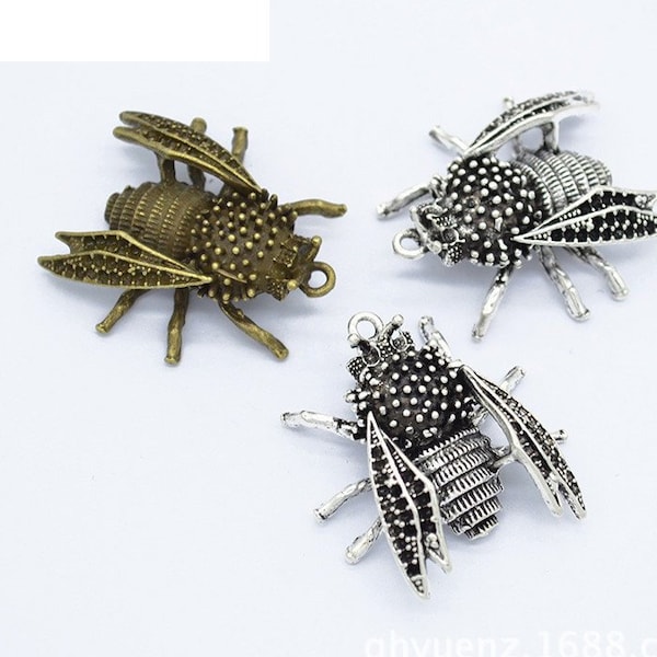 30pcs 32x30mm Antique Silver/Antique Bronze Bee Pendant Charms, Alloy Bee Necklace, Cute Jewelry,DIY Supplies,Jewelry Making Findings,D281