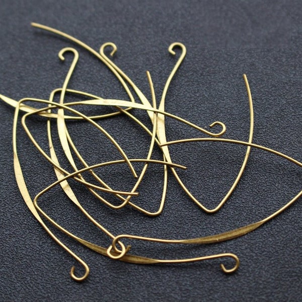 100pcs Brass Large Size 50mm French Hook Component- Raw Brass Earring Wire -Raw Brass Ear Wire - Earring Findings - Jewelry Supplies , H117