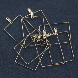 50pcs 20x32mm/ 25x43mm Rectangle Charms for Earrings Making Raw Brass Geometric Wire Frame Link Connector Finding ( 2 Loops ), H182