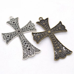 10pcs 72x49mm  Antique Bronze/Antique Silver  Cross Charm Pendant, Religion Charm, Cross Necklace,DIY Supplies,Jewelry Making Findings,T04