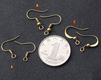 200 Raw Brass Earring Hooks – Ball and Coil French Ear Wires, H125