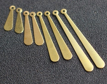 100pcs Brass Long Drop Charms, Raw Brass 15mm/ 20mm/30mm/38mm Blank Pendant  - Earring Findings - Geometry Stampings - Jewelry Supplies,H120