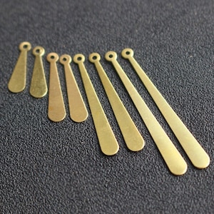 100 piezas de dijes de gota largos de latón, latón crudo de 15 mm/20 mm/30 mm/38 mm, colgantes en blanco, accesorios para aretes, estampados geométricos, suministros de joyería, H120