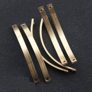 50pcs 3x40mm Raw Brass Curved Rectangle Bar Pendant Charms - Brass Hlaf-Circle Stamping Blanks - Geometry Stampings - Jewelry Supplies, H161