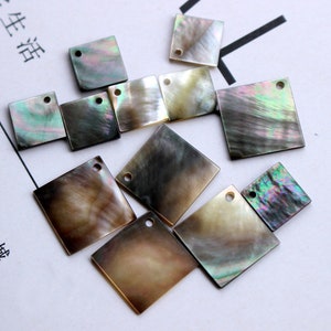 20pcs 10mm/12mm/15mm Black Mother of Pearl Shell Square Charms Pendants, Mother Of Pearl Beads,Beads Charms Pendants,Shell Jewelry DIY, B198