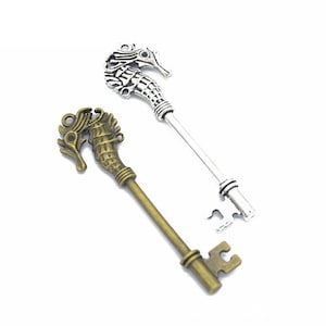 15pcs 71x20mm Antique Silver /Antique Bronze Seahorse Key Pendant Charms, Key Necklace, Lovely DIY Supplies, Jewelry Making Findings,O237