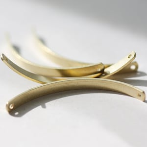 48.5x4.3mm Two Hole Raw Brass Curved  Bar Pendant Charms - Brass Hlaf-Circle Stamping Blanks - Geometry Stampings - Jewelry Supplies, H58