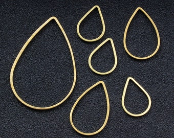 Chandelier Earrings Brass Findings Large Teardrop Earrings Blanks 4 Pc Earring Charms Teardrop Pendant Brass Teardrop Connector Charms