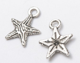 50pcs Star charms pendant, Antique Silver ornament accessories jewelry making DIY Handmade Craft, Jewelry Making Findings, 234-256(255)