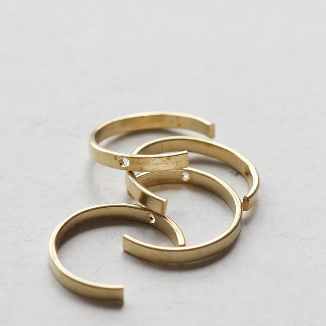 19x17mm Raw Brass Semicircle Pendant Charms - Curved Link
