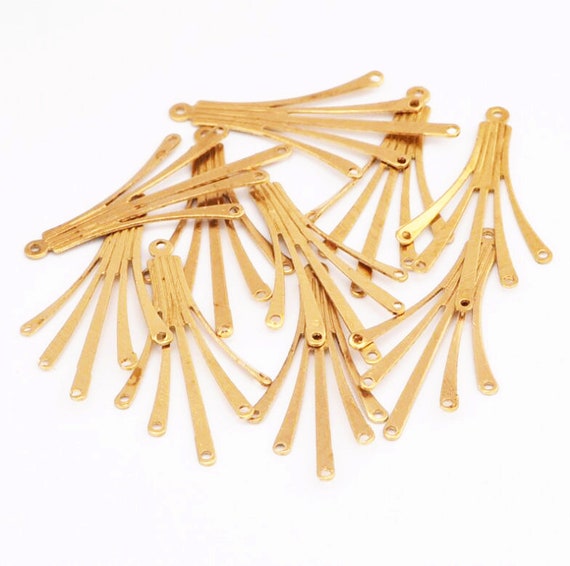20pcs Raw Brass Three holes semicircle Connectors - Raw Brass Earring Finding - Geometry Stampings-Raw Brass Findings - Brass Pendants 7845