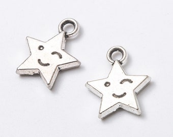 25pcs Star charms colgante, accesorios de adorno de plata antigua joyería haciendo bricolaje Artesanía hecha a mano, Hallazgos de fabricación de joyas, 234-256 (251)