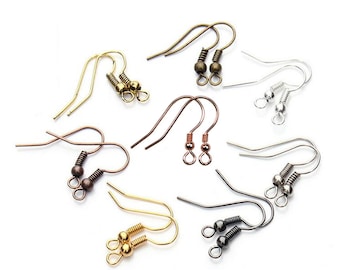 200pcs Wholesale Brass Earwires  Ear Wire W/ Loop, Fish Hook Earrings,Copper Earring Wire,DIY Jewelry Findings Components, 07558