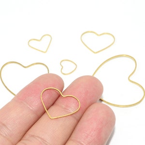 Raw brass earring connector- Heart shape earrings - Earring connectors - Earring Findings - Brass earring charms - Earring accessories -B06