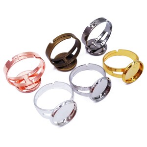 40pcs 12mm Round Y Bezel Ring Blanks - Brass Ring Settings - Brass Ring Base - Adjustable Ring Bezel - Plain Ring Settings - 3 Colors 08751