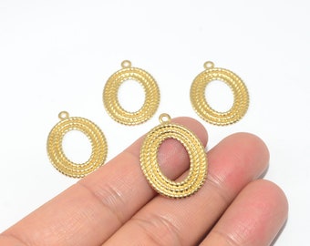 30PCS Raw Brass Oval Charms – Earring Connectors, Jewelry Supplies (28x20x0.8mm), BS203