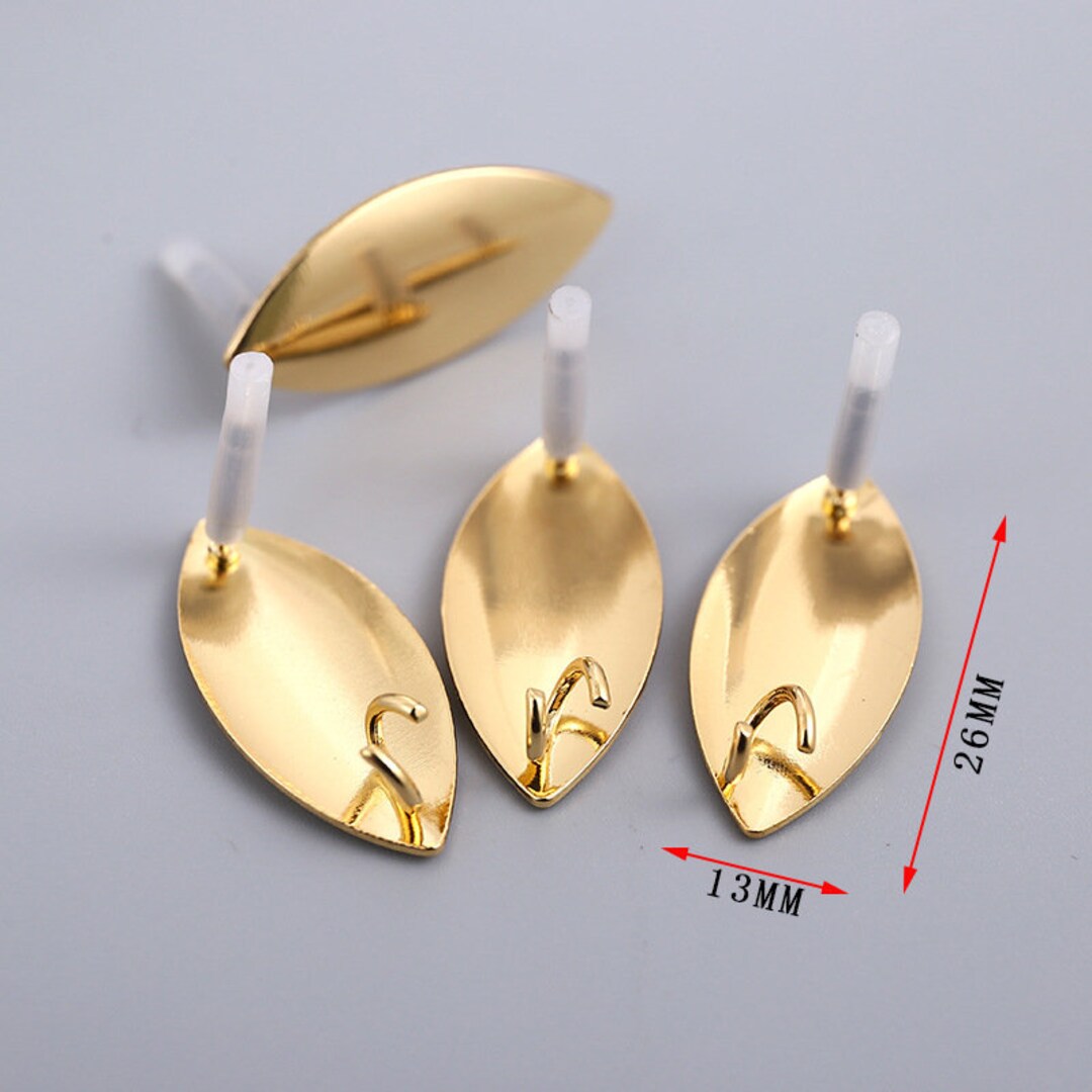 Matte Gold Plated Alloy Earring Charms, Earring Post, Earring Studs