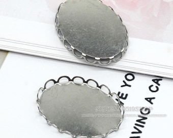 50 unidades de bases para colgantes con engaste ovalado de acero inoxidable de 13 x 18 mm y 18 x 25 mm, monturas para cabujones al por mayor, U63