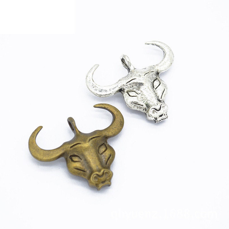 25pcs 28x33mm Antique Silver/Antique Bronze Bull head Pendant Etsy