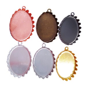 20pcs Latón Bisel Ovalado Cabujón Montajes 13x18mm / 18x25mm Corona Bordeado Bandeja Lacework hallazgos DE JOYERÍA DIY Hallazgos- 6 Colores 05389