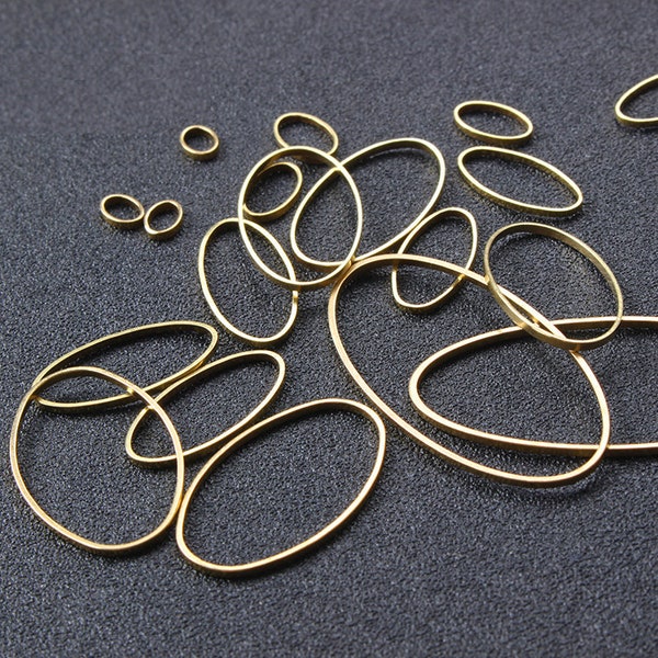 100pcs Raw Brass Hollow Oval Pendant Charms - Brass Egg Shape Wire Frame - Earring Findings - Geometry Stampings - Jewelry Supplies, H127