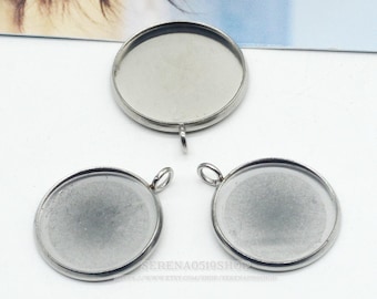 50pcs Stainless Steel Bezel Blanks,Round Bezel Tray Setting Cups,Bezel Pendant Blanks,Glass Cabochon Setting,Pendant Trays,Bezel Cup,U78-U84