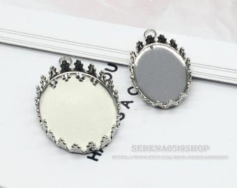 50 piezas de bases para colgantes de acero inoxidable de 13 x 18 mm/18 x 25 mm, bases ovaladas para colgantes.