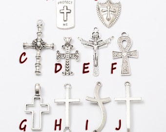 12pcs Cross charms pendant, Antique Silver ornament accessories jewelry making DIY Handmade Craft, Jewelry Making Findings, 544-554