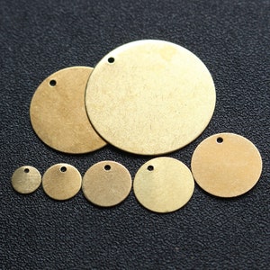 100pcs 6-30mm Raw Brass Round Pendant - Round Blanks With 1 Hole  -Brass Pendant Stamping Blanks -Geometry Stampings -Jewelry Supplies, H134