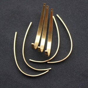 50pcs 23x50mm Raw Brass Twist Rectangle Bar Pendant Charms - Brass Hlaf-Circle Stamping Blanks - Geometry Stampings - Jewelry Supplies, H190