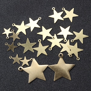 100pcs 7-29mm Raw Brass Pentagram Pendant -Brass Pentagram Blanks-Brass Pendant Stamping Blanks - Geometry Stampings -Jewelry Supplies, H126