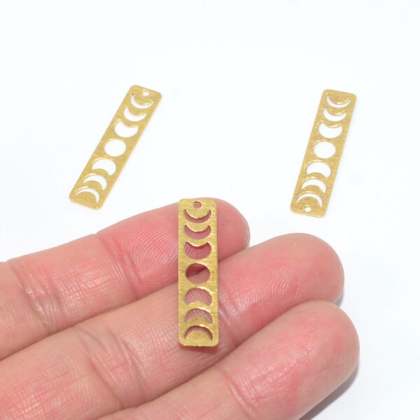 6PCS+ Raw Brass Charms - Rectangle Shaped Raw Brass earrings - Earring connectors - Earring Findings - Jewelry Supplies - 7x30mm - BS293