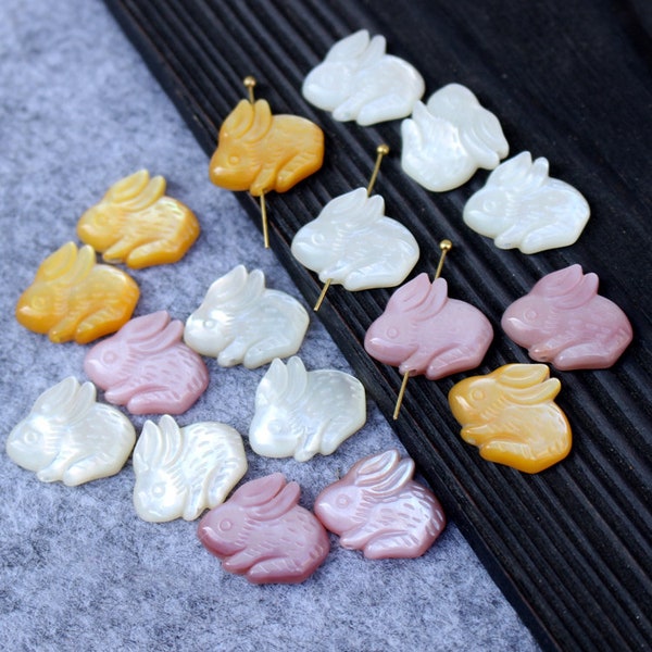 2pcs 16x19mm Mother of Pearl Shell Carved Rabbit Charms Pendants,Mother Of Pearl Beads, Colored Beads Charms Pendants,Shell Jewelry DIY,B186