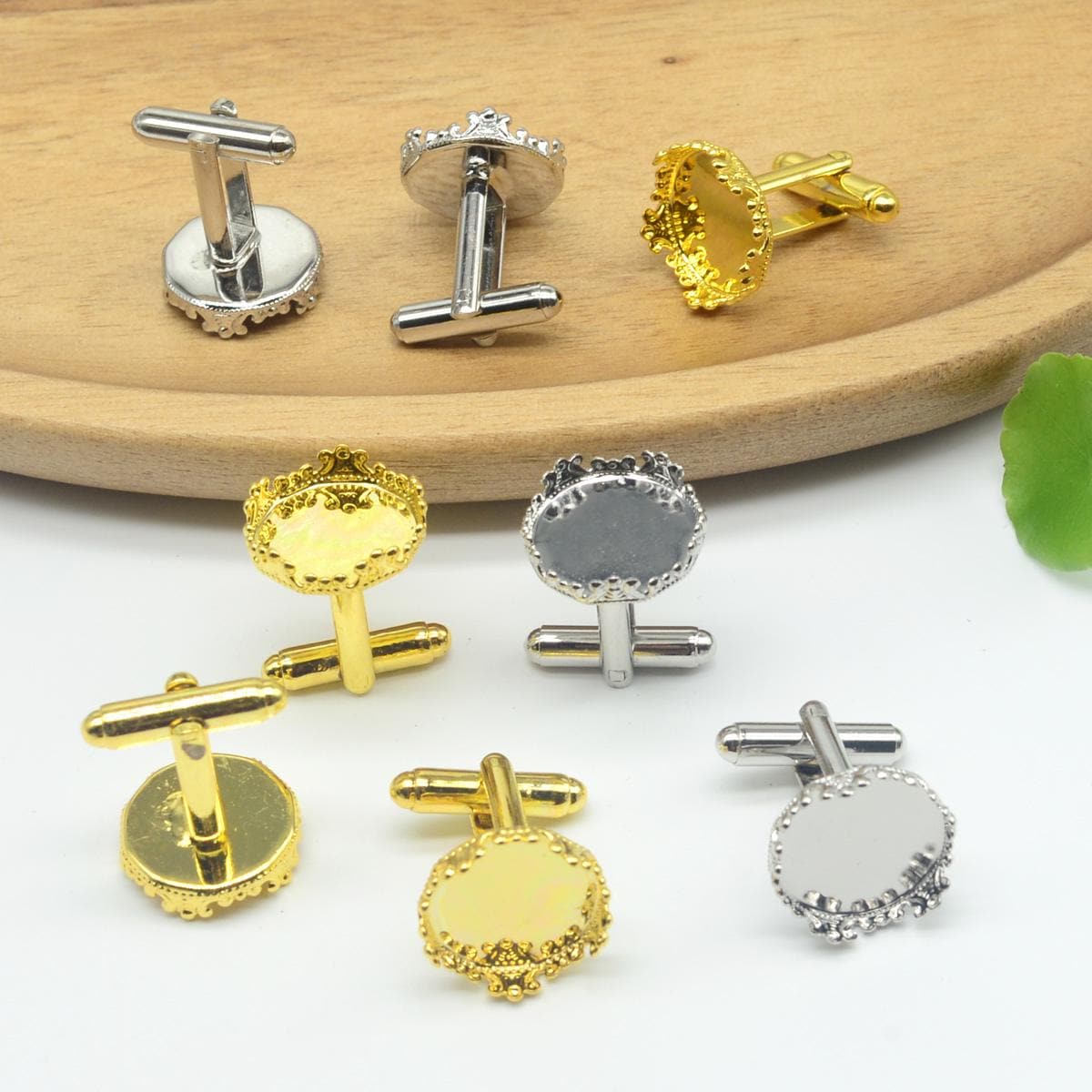 20 Pièces Boutons De Manchette En Laiton Plaqué Or Vierges 16 Mm - Plateaux Ronds Pour Artisanat, Neufs, Origine Chine