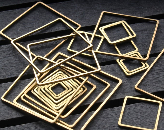 100pcs Raw Brass Hollow Square Pendant Charms raw Brass Etsy