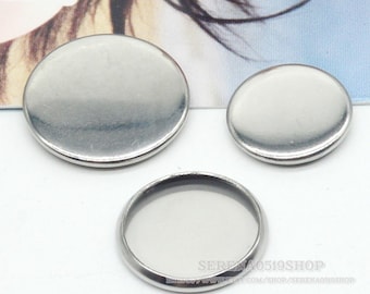 100pcs 6mm~30mm Stainless Steel Bezel Tray Setting, Stainless Steel Bezel Blanks Blank Bezel, Round Cab Setting, Bezel Cups, U64-70