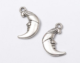 12pcs Moon charms pendant, Antique Silver ornament accessories jewelry making DIY Handmade Craft, Jewelry Making Findings, 220-233 (224)