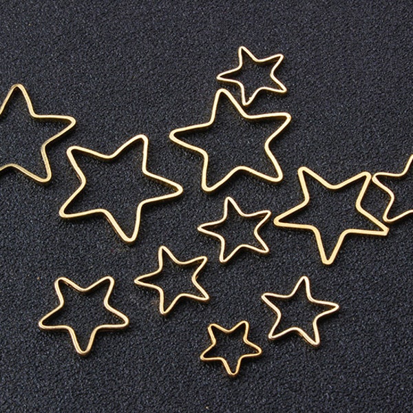 100pcs Raw Brass Hollow Star Pendant Charms -Brass Star Shape Wire Frame- Earring Findings- Geometry Stampings -Jewelry Supplies, H129