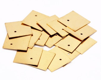 20pcs Raw Brass Single hole Square Charms - Raw Brass Earring Findings - Geometry Stampings - Raw Brass Findings-Raw Brass Pendants JH8241
