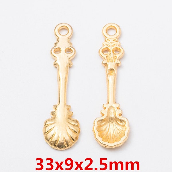 200pcs Wholesale Spoon Pendant , Gold Charms, Lovely Jewelry, Spoon Necklace,DIY Supplies, Jewelry Making Findings,1225-1234