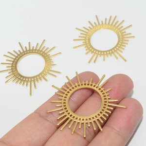 6PCS+ Raw Brass Charms - Sunflower shaped Raw Brass Charms - Earring connectors - Earring Findings - Jewelry Supplies - 45mm - BS80-14