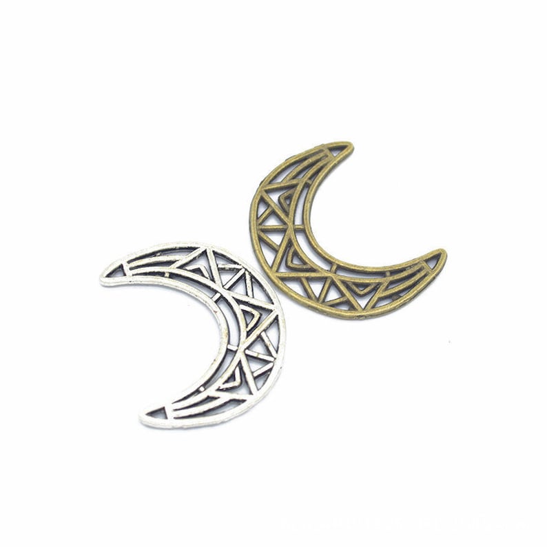 Alloy Small Pendant DIY Supplies 35pcs 33x26mm Antique BronzeAntique Silver Moon Pendant,Lovely Sky Charm Jewelry Making Findings,L608